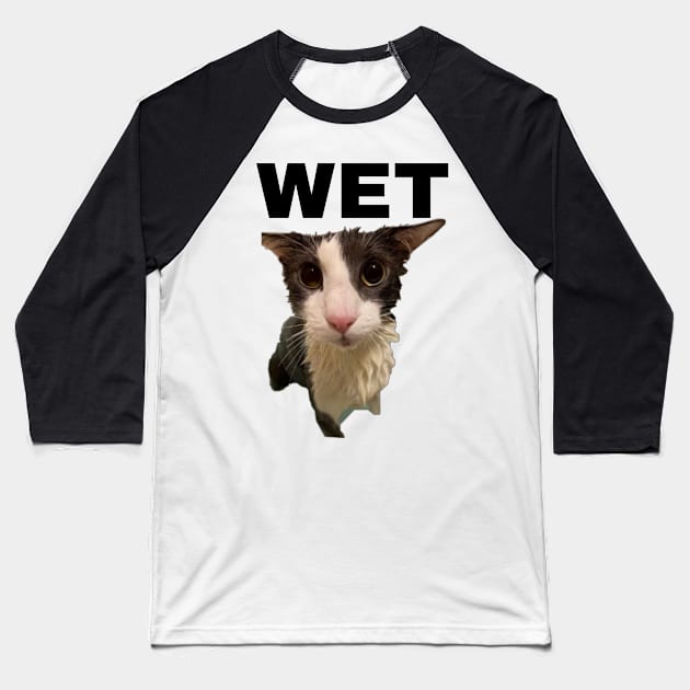 Soggy Cat Wet Baseball T-Shirt by Trendy-Now